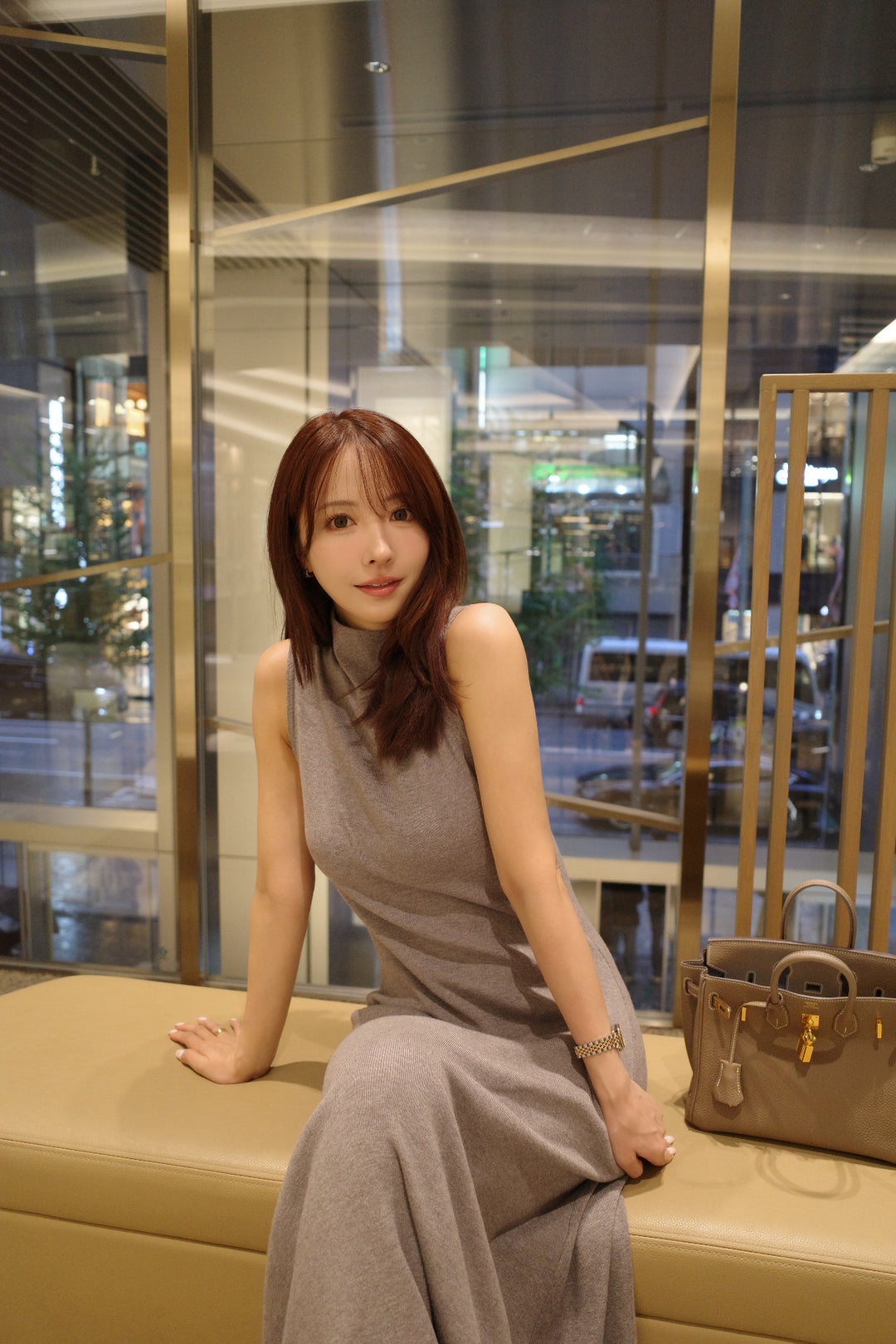 ワンピース MISTREASS Feather Hem Knit Dress Pink Feather Hem Knit