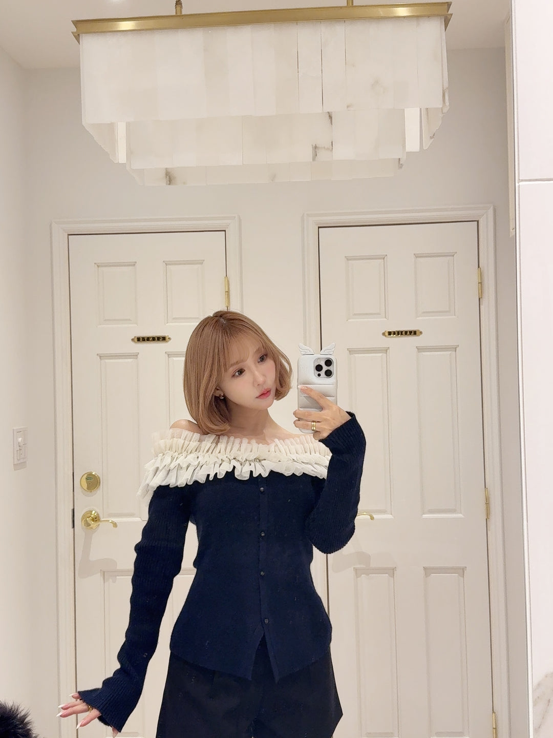 ミストレアス Whipped Frills Off Shoulder Knit Whipped Frills Off Shoulder Knit Top - MISTREASS