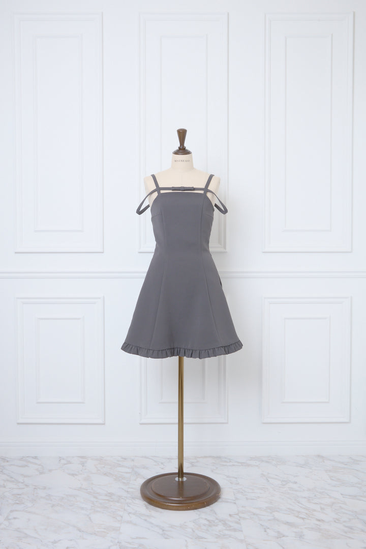 Narrow Strap Fit & Flare Mini Dress グレー Narrow Strap Fit & Flare Mini Dress - MISTREASS