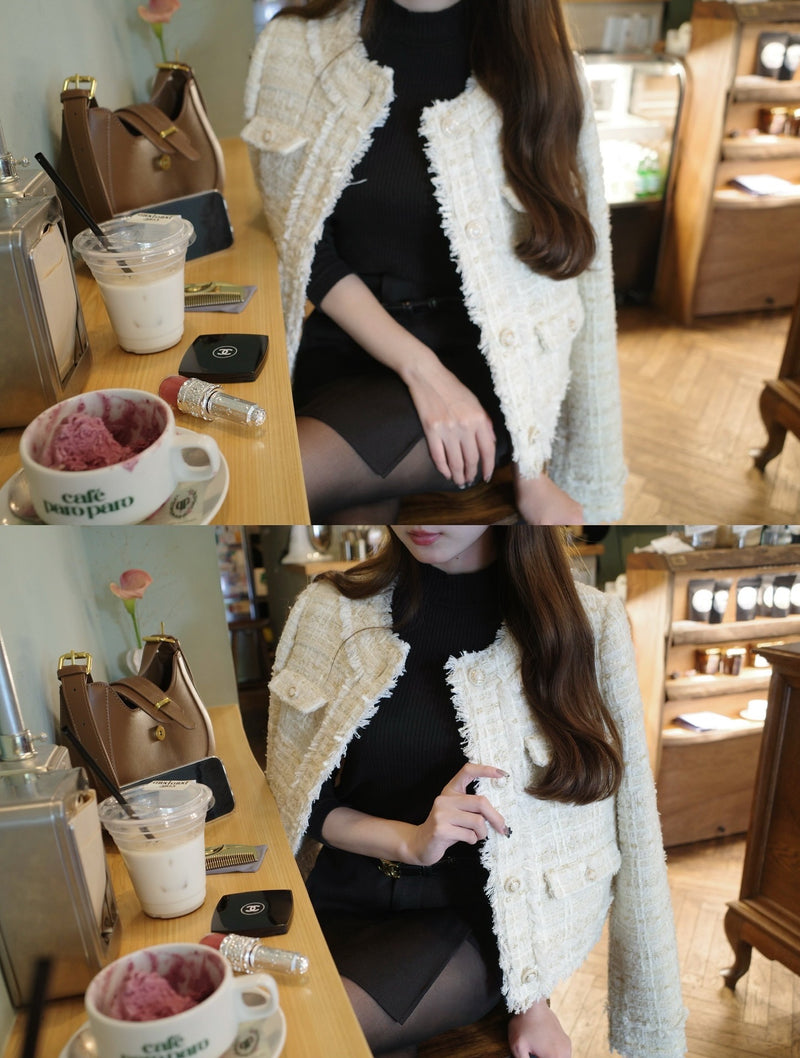 【10月下旬配送】Romantic Tweed Fringe Jacket