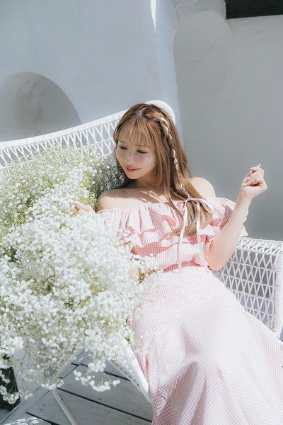 Gingham Check Frill Top & Long Skirt