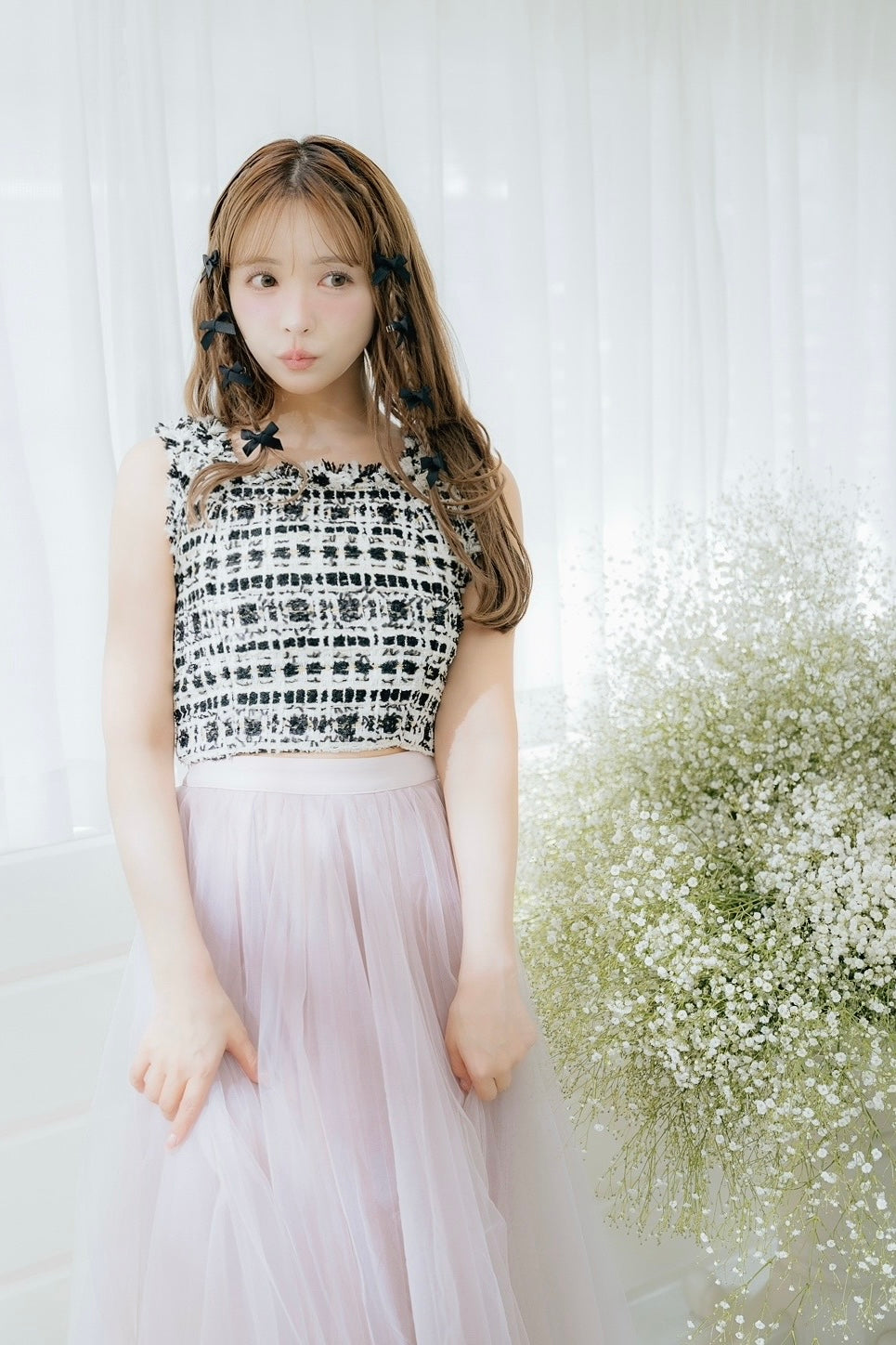 ミストレアス　Nep Tweed Compact Bustier ブルー　グレー Compact Tweed Bustier - MISTREASS