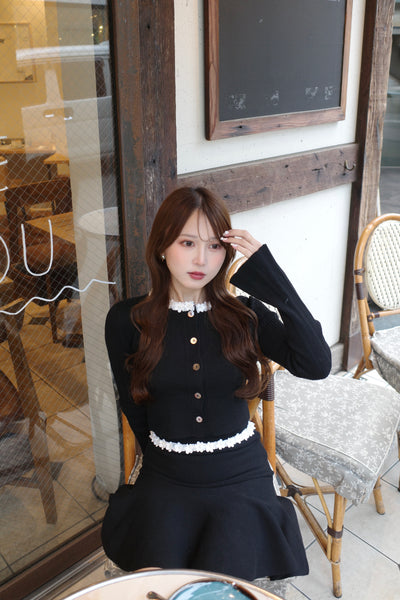 【12月上旬配送】Floral Trim Knit Set-Up
