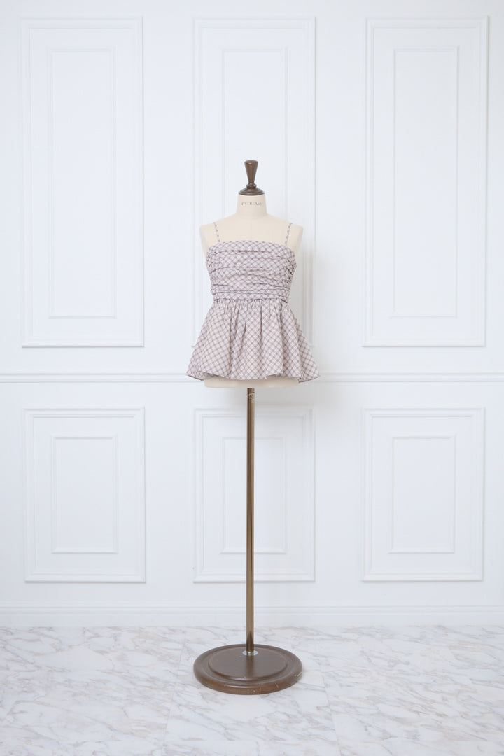 Plaid Gathering Peplum Camisole - MISTREASS
