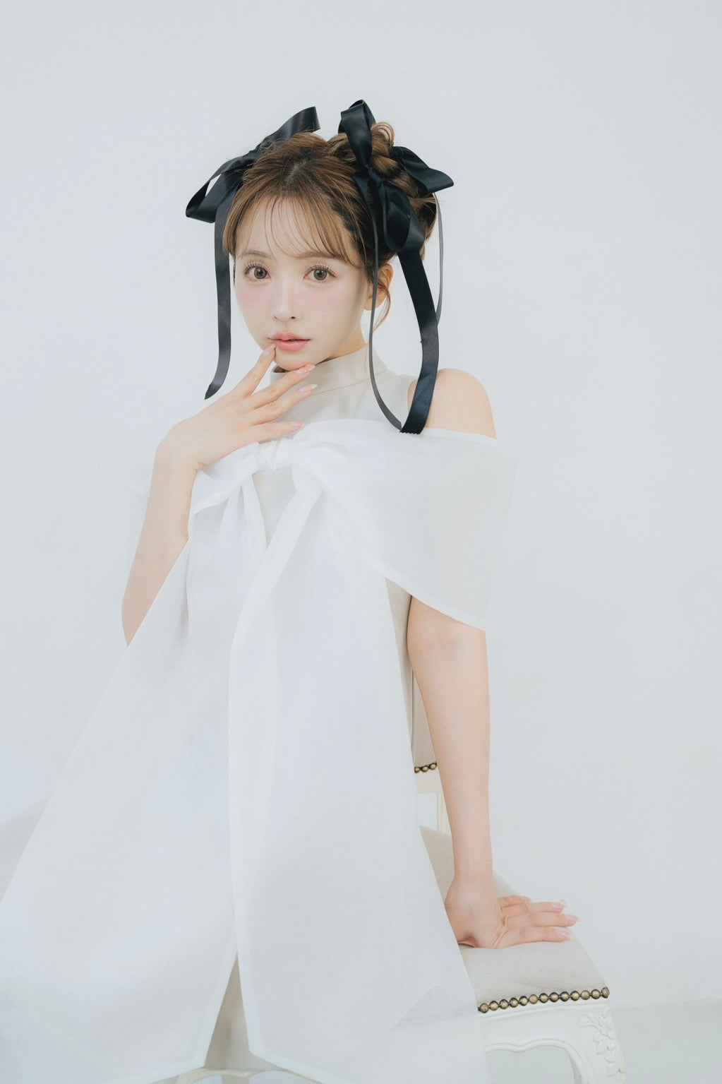 ワンピース Sheer Big Ribbon Mini Dress Sheer Big Ribbon Mini Dress - MISTREASS