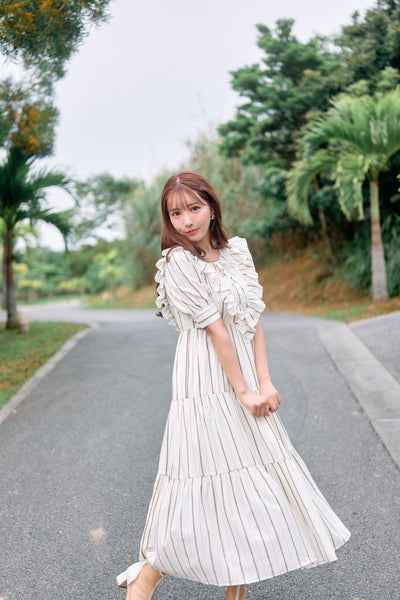 Stripe Pattern Frill Dress