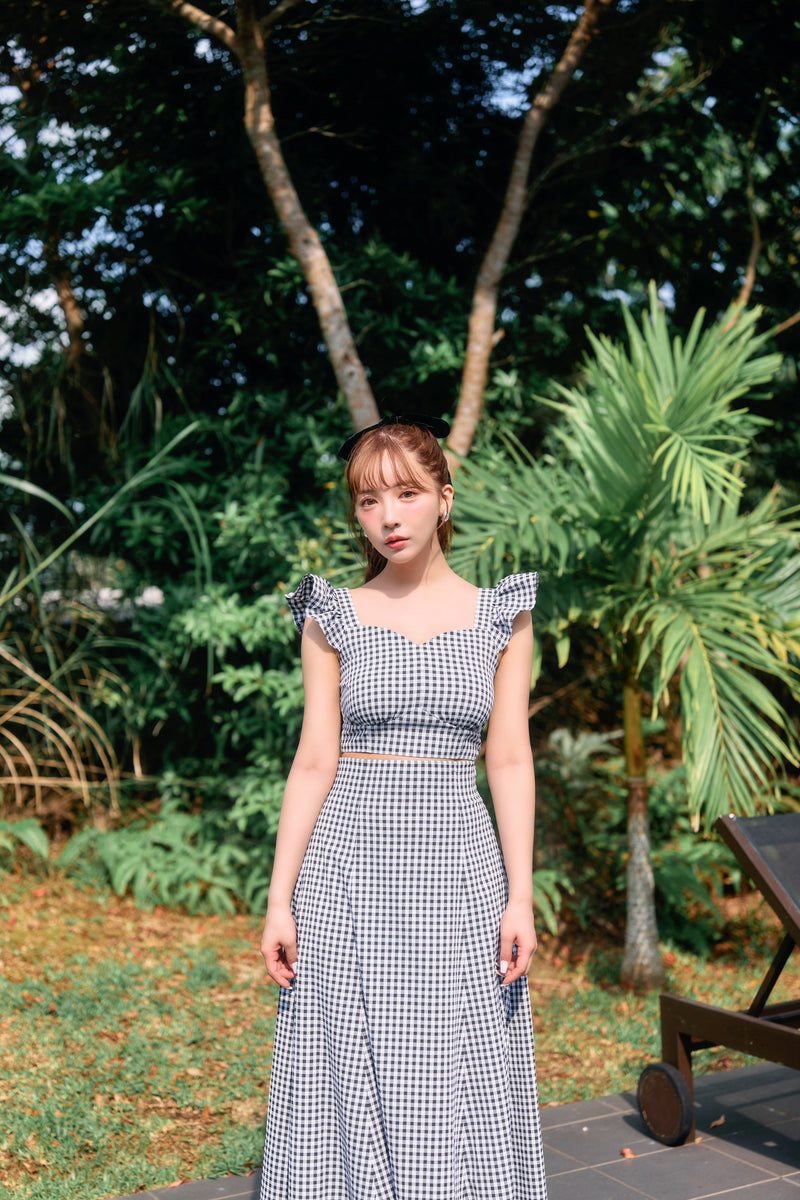 Checkered Top & Skirt Set