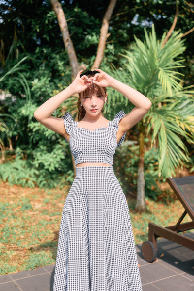 Checkered Top & Skirt Set
