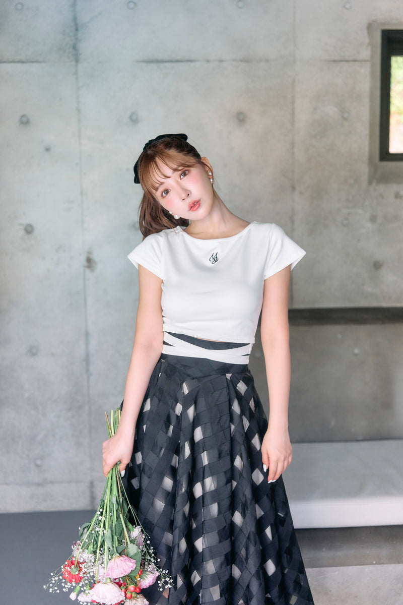 Sheer Plaid High-West Skirt