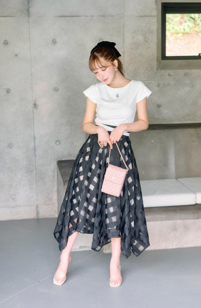 Sheer Plaid High-West Skirt