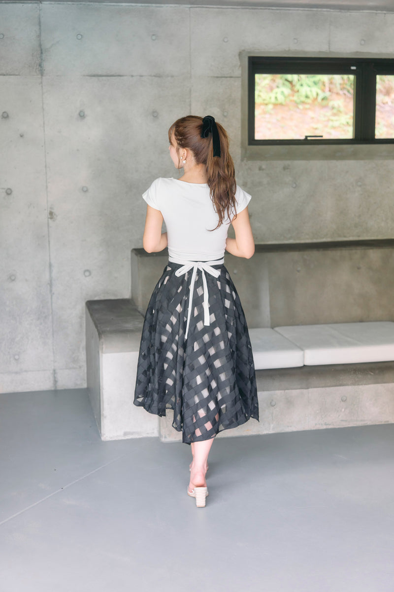 Sheer Plaid High-West Skirt
