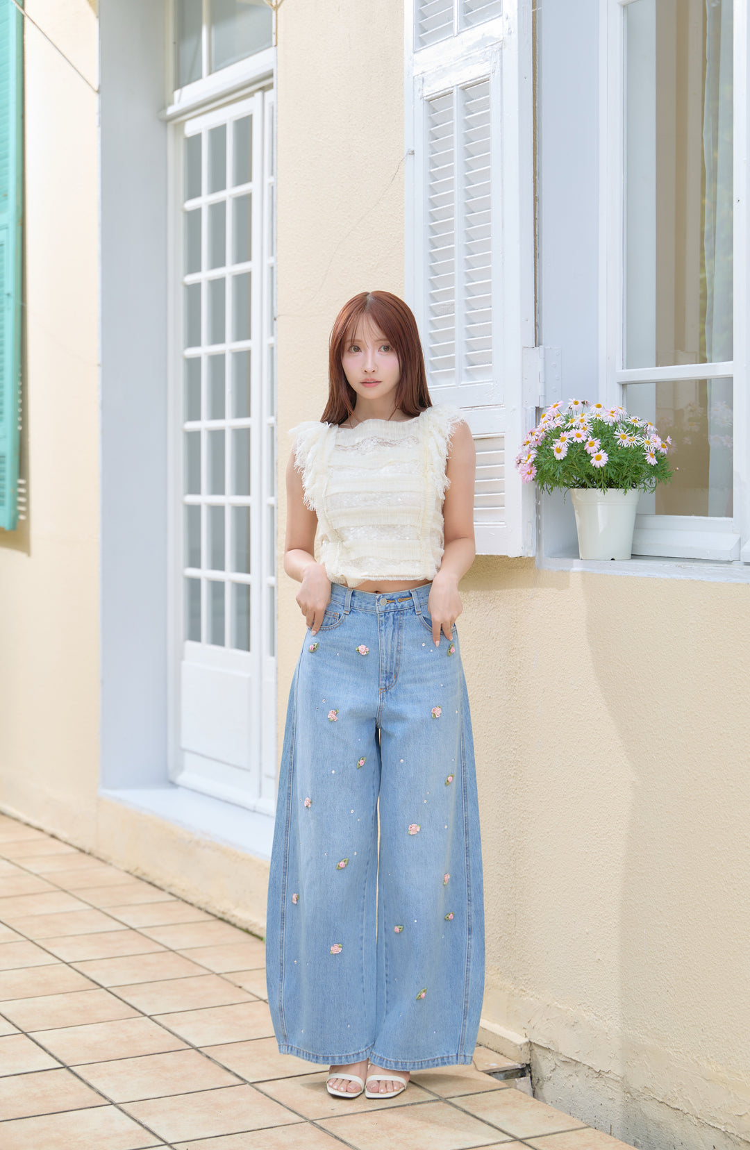 ミストレアス MISTREASS Sheer Sparkle Frill Top Sheer Sparkle Frill Top - MISTREASS