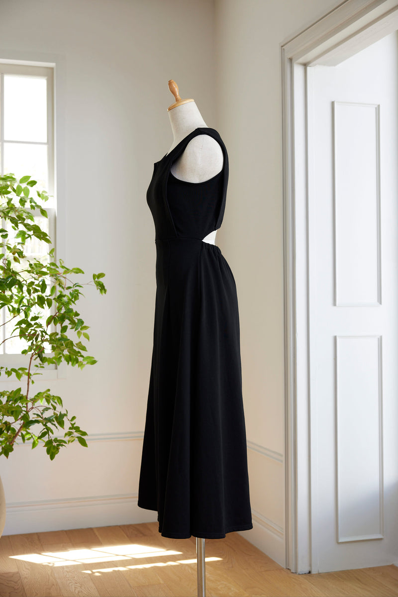 Key Neck Sleeveless Sweatshirt Dress