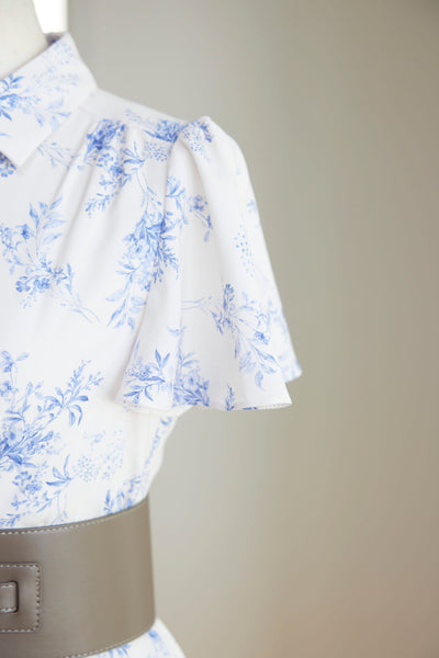Belt Set Floral Print Shirt Dress