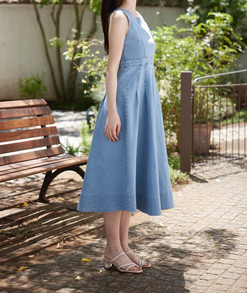 Sleeveless Denim Stitch Dress