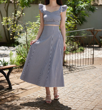 Checkered Top & Skirt Set