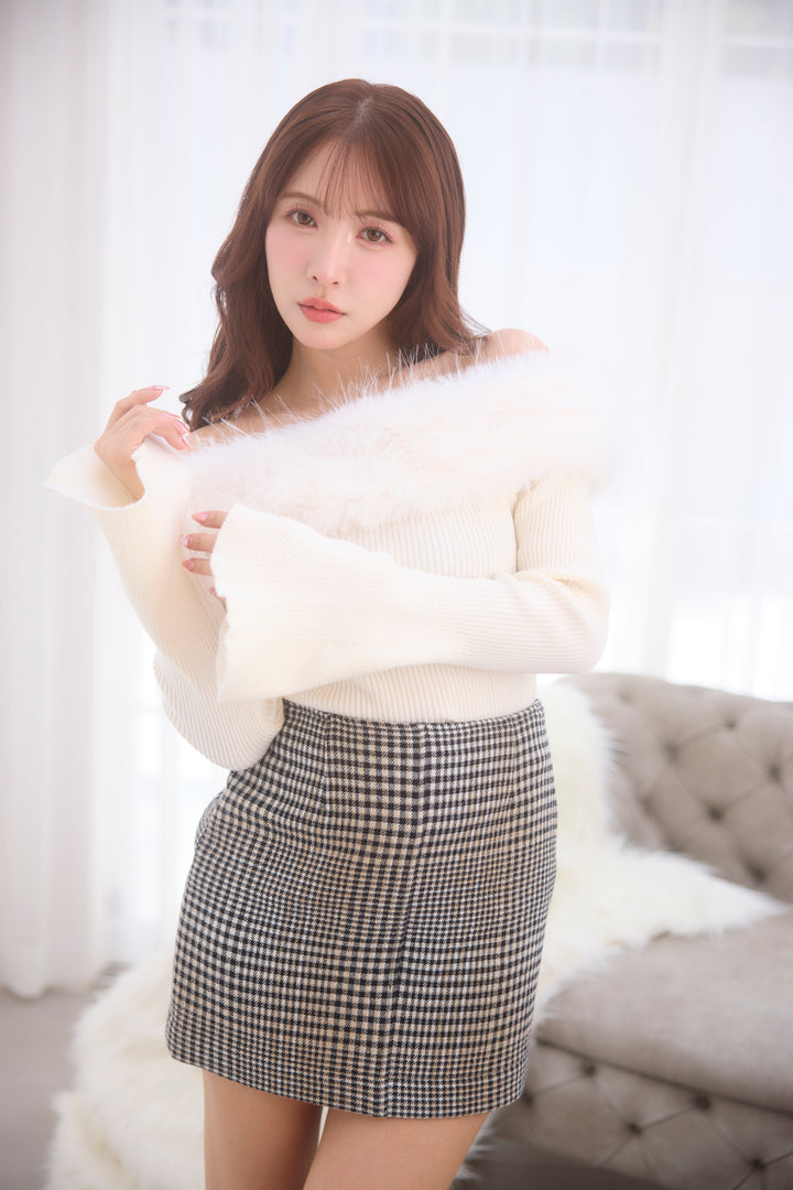 Fur Off Shoulder Knit Top - MISTREASS