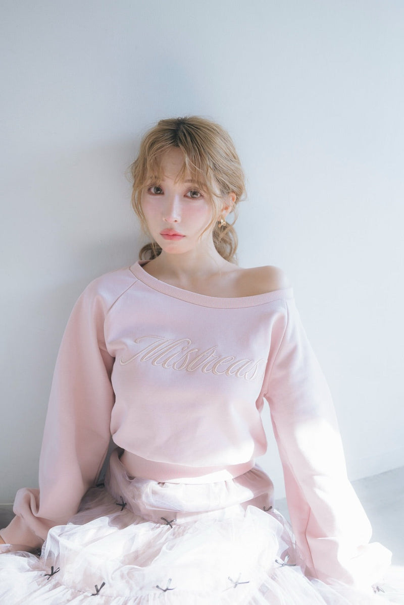 Logo Emb Off Shoulder Sweatshirt