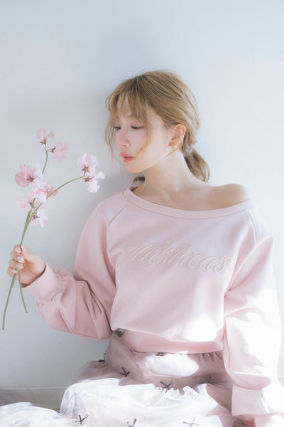 Logo Emb Off Shoulder Sweatshirt