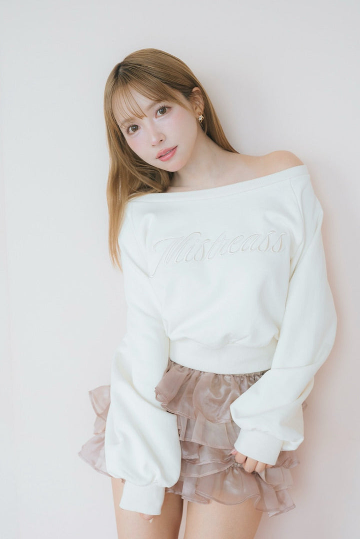 トップス Logo Emb Off Shoulder Sweatshirt Logo Emb Off Shoulder Sweatshirt - MISTREASS