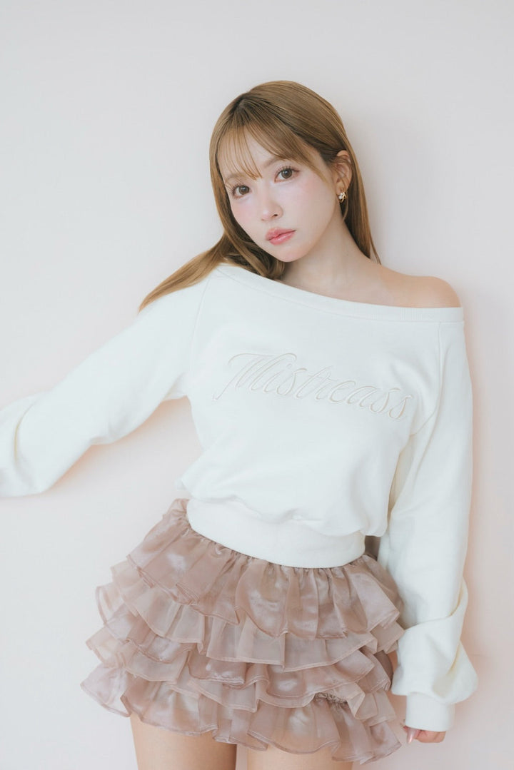トップス Logo Emb Off Shoulder Sweatshirt Logo Emb Off Shoulder Sweatshirt - MISTREASS