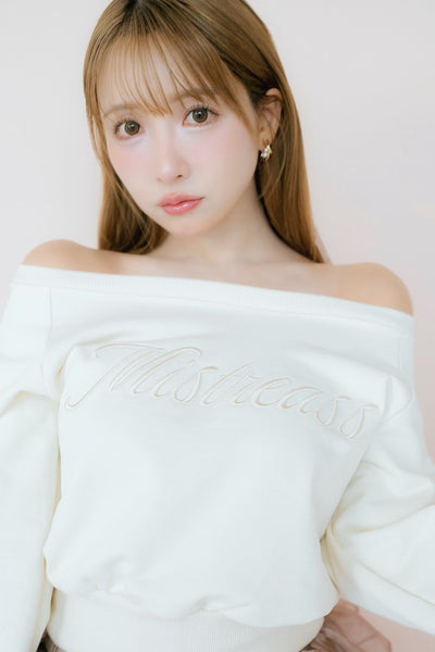 Logo Emb Off Shoulder Sweatshirt