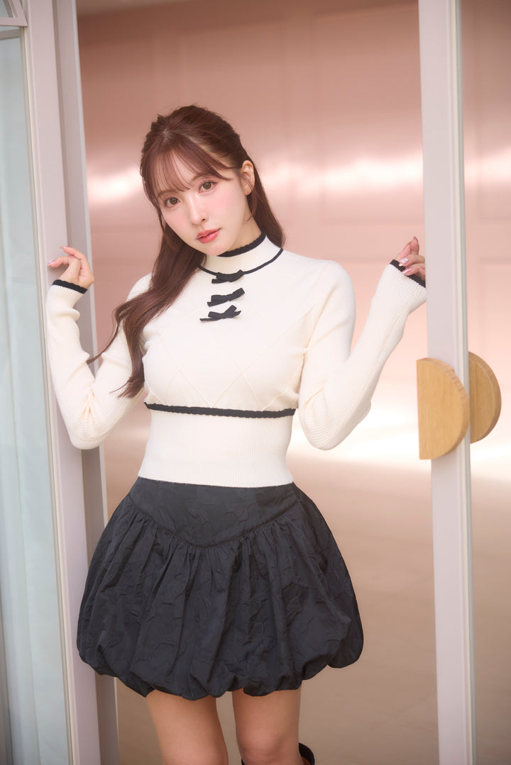 Ribbon Jacquard Balloon Skirt - MISTREASS