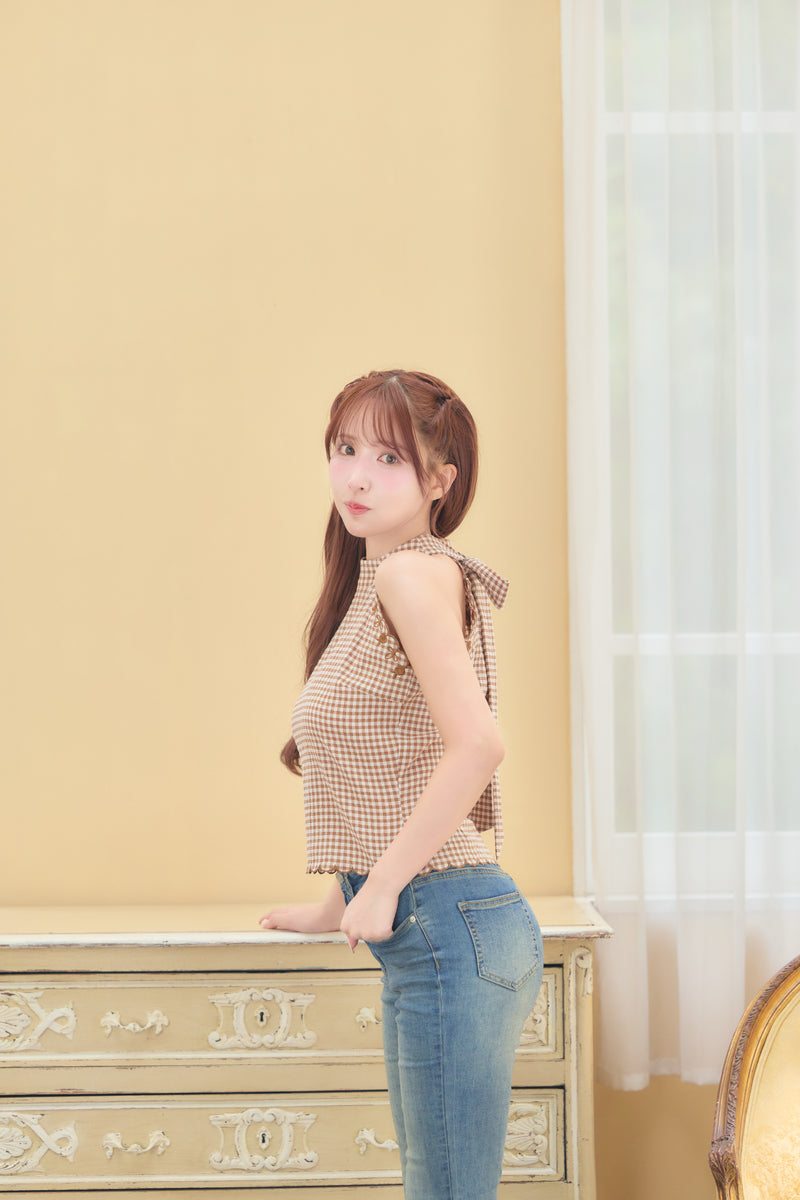 Rose Embroidery Gingham Blouse - MISTREASS