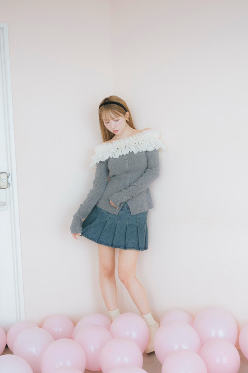 Frilly Off Shoulder Knit Top - MISTREASS