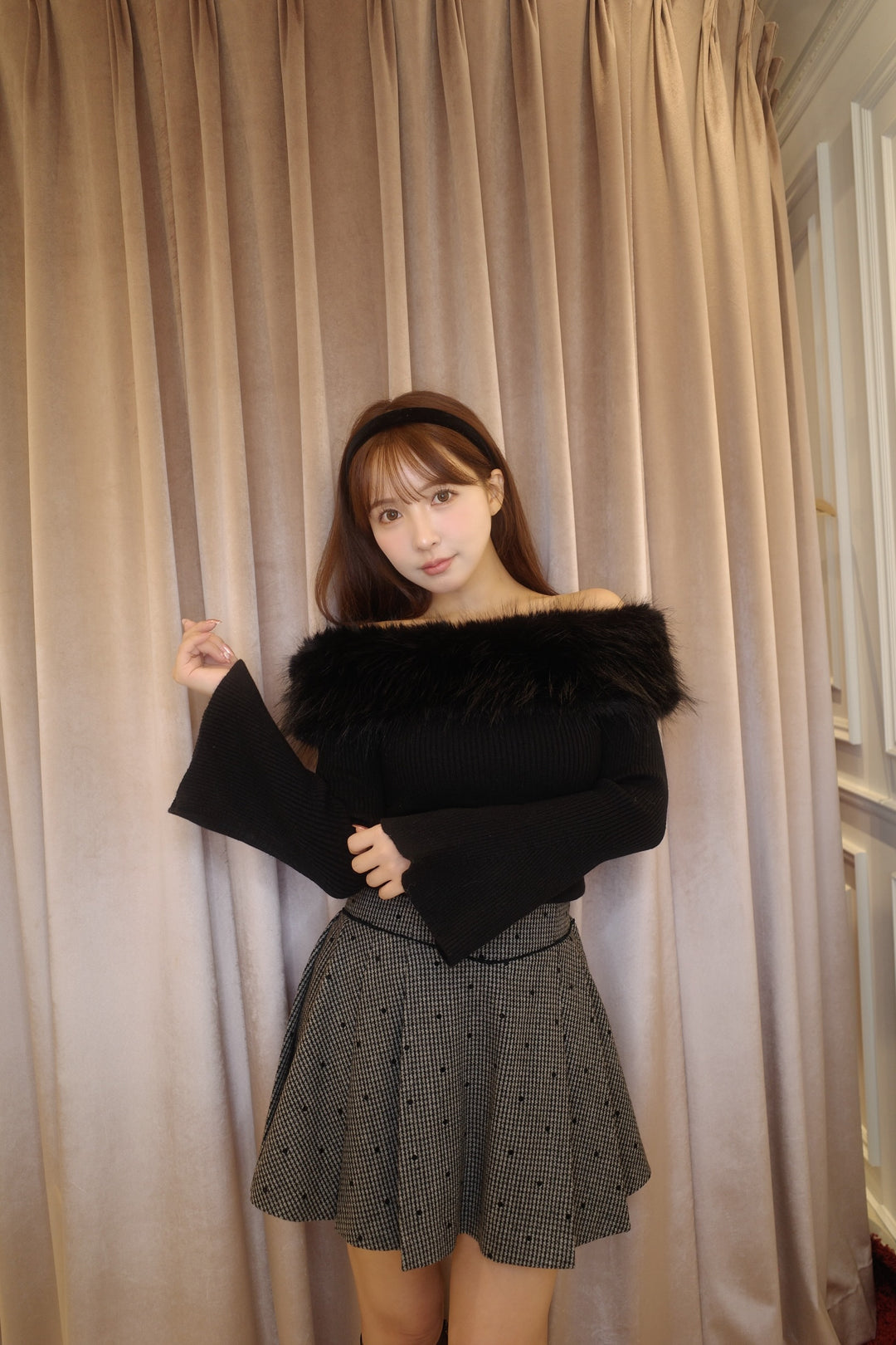 Fur Off Shoulder Knit Top - MISTREASS