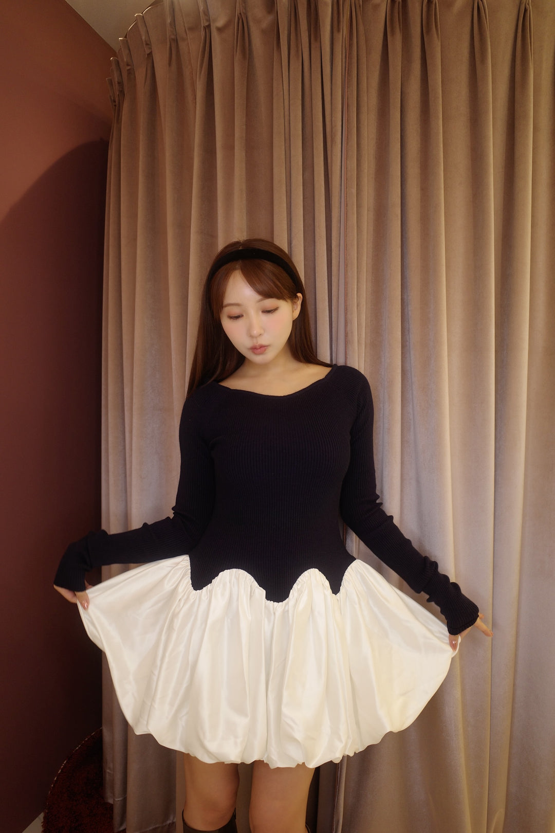 mistreass Scalloped Balloon Knit Dress 【公式通販】