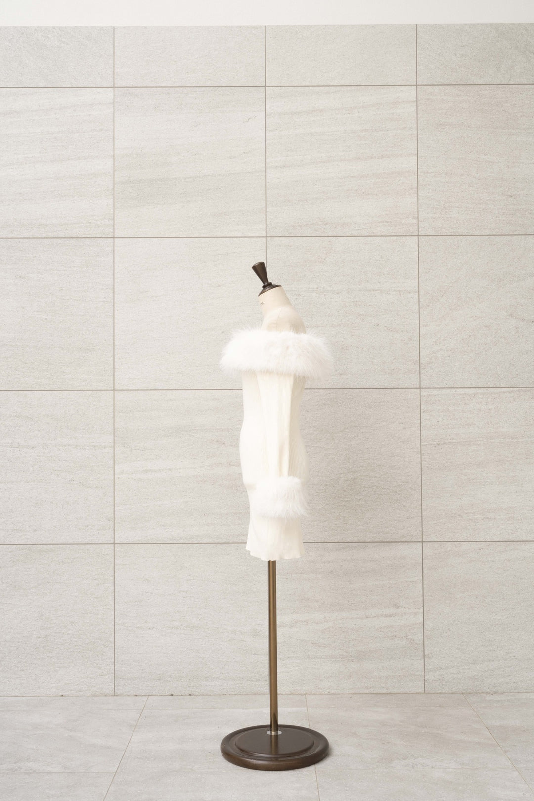 Fur Off Shoulder Knit Mini Dress - MISTREASS