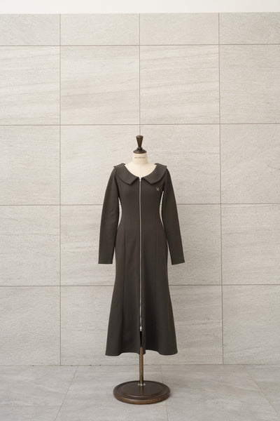 Front Zip Wide Collar Sweat Dress