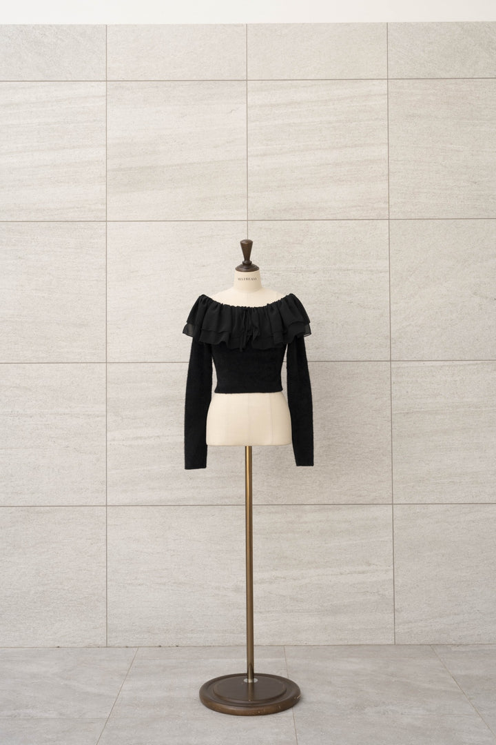 Double Raffle Off Shoulder Knit Top - MISTREASS