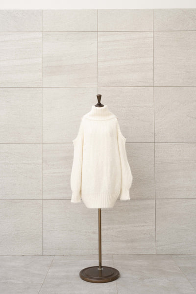 【再入荷/10月下旬配送】Open Shoulder Off Turtle Knit Dress