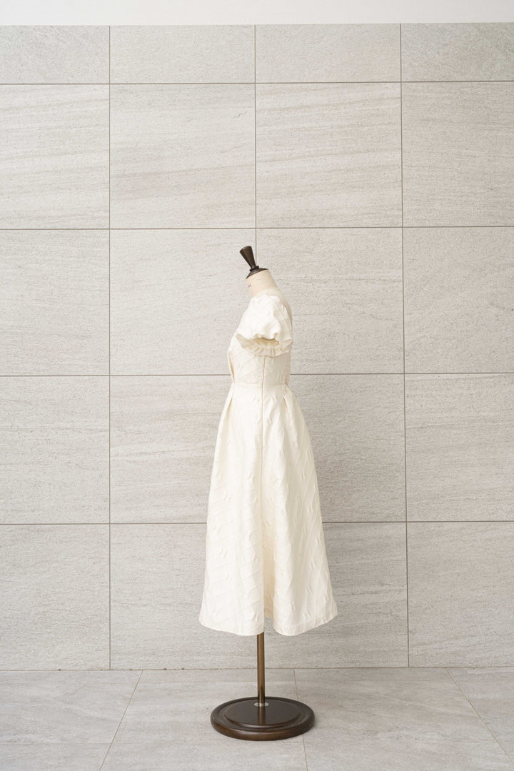 Ribbon Jacquard Mini-Puff Dress - MISTREASS