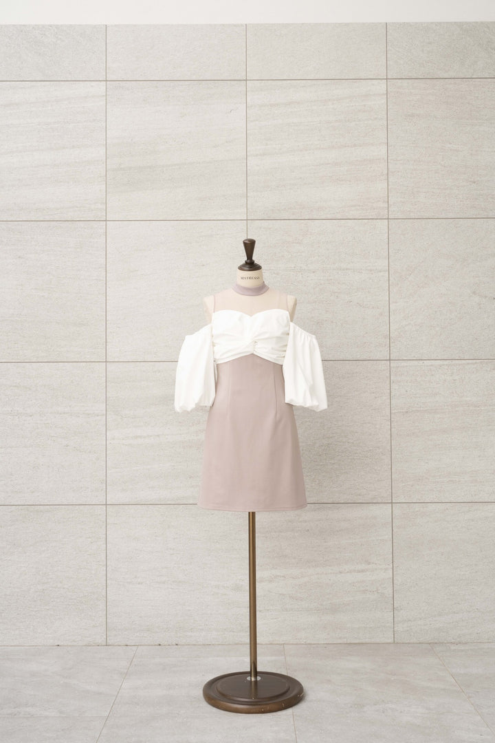 Open Shoulder Bicolor Mini Dress - MISTREASS