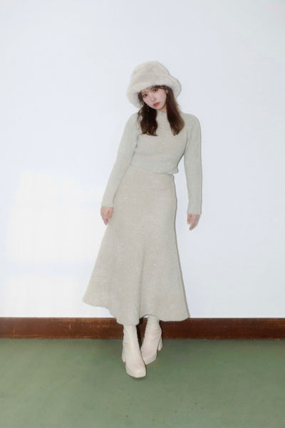 【12月下旬配送】Twinkle Shaggy Knit Top & Mermaid Skirt