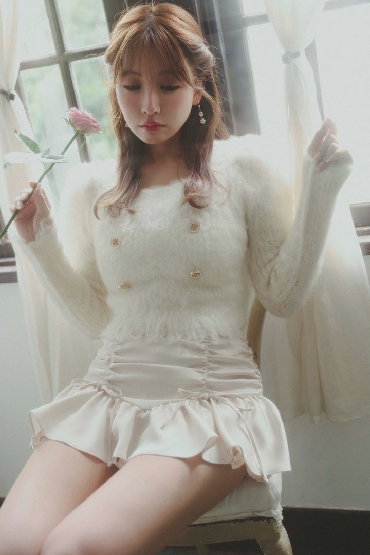 Shirring Ribbon Hem Race Mini Skirt - MISTREASS