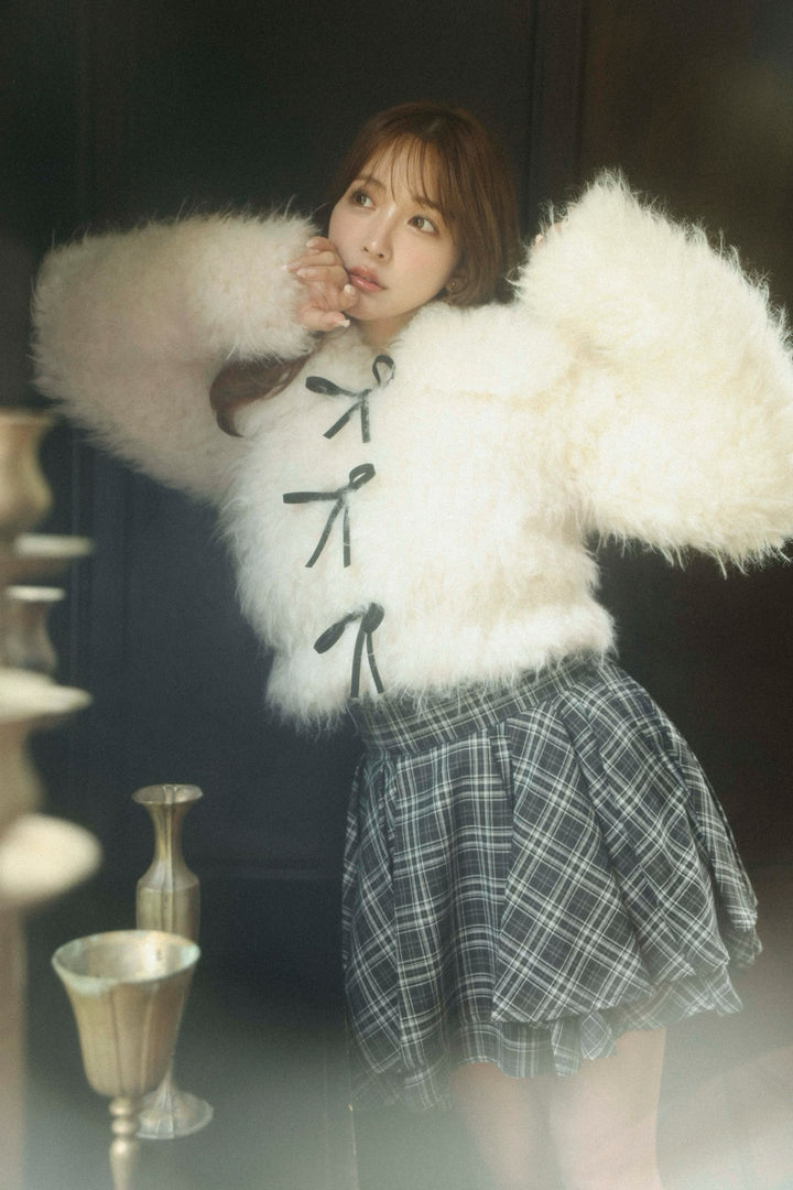 ミストレアス♡Poodle Fur Ribbon Short blouson Poodle Fur Ribbon