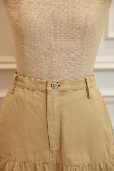 Chino Gather Mini Skirt