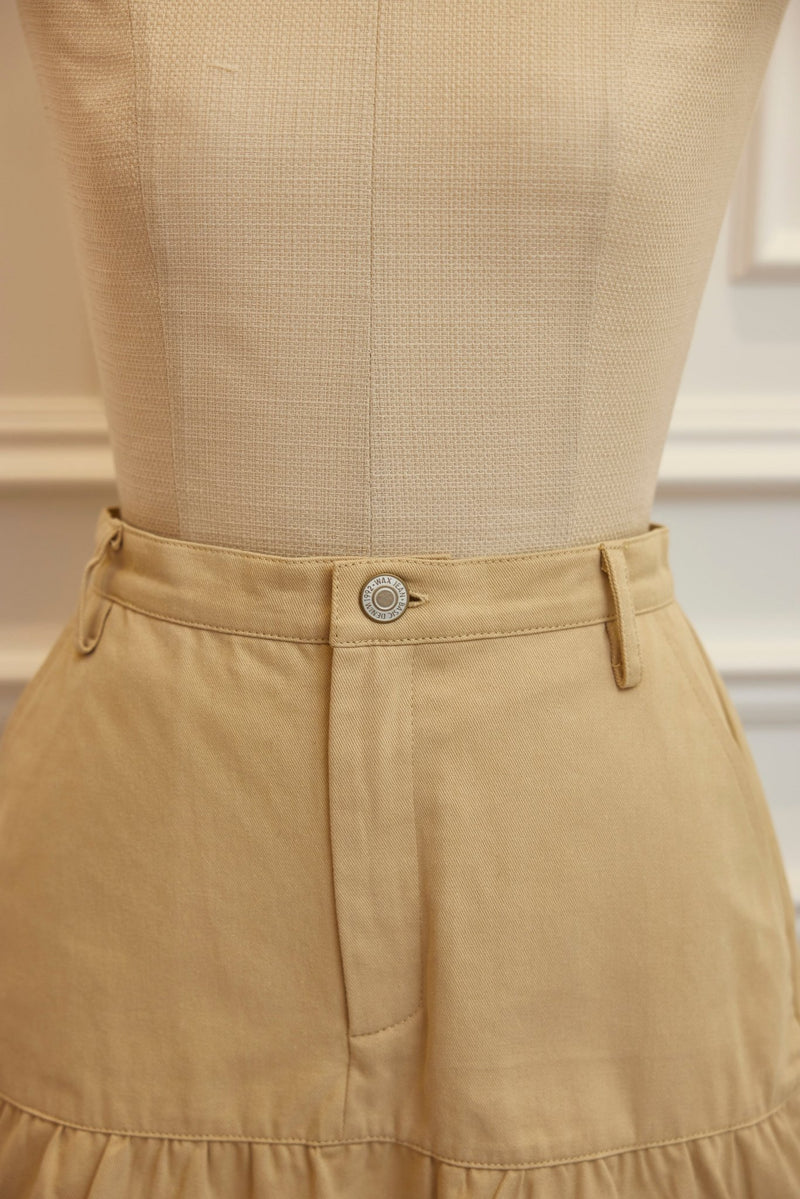 Chino Gather Mini Skirt