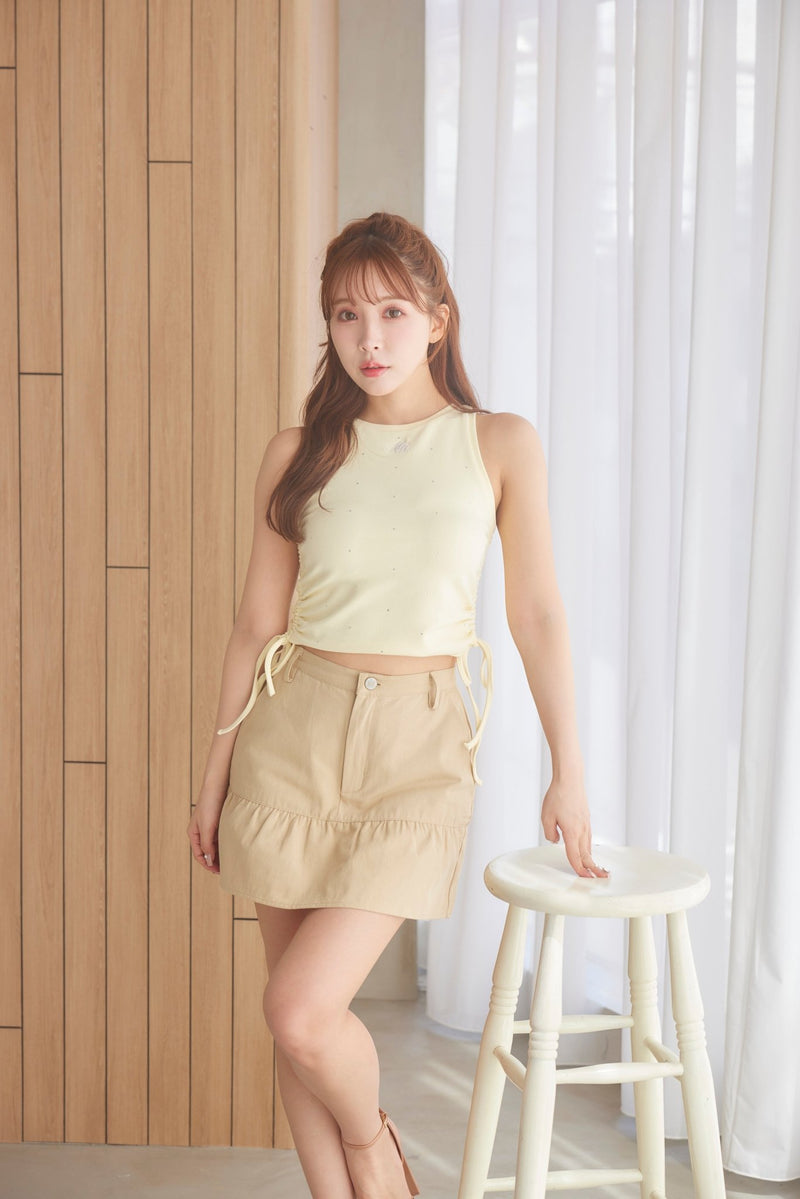 Chino Gather Mini Skirt