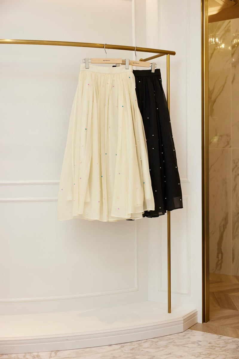 Color Beads Flare Skirt