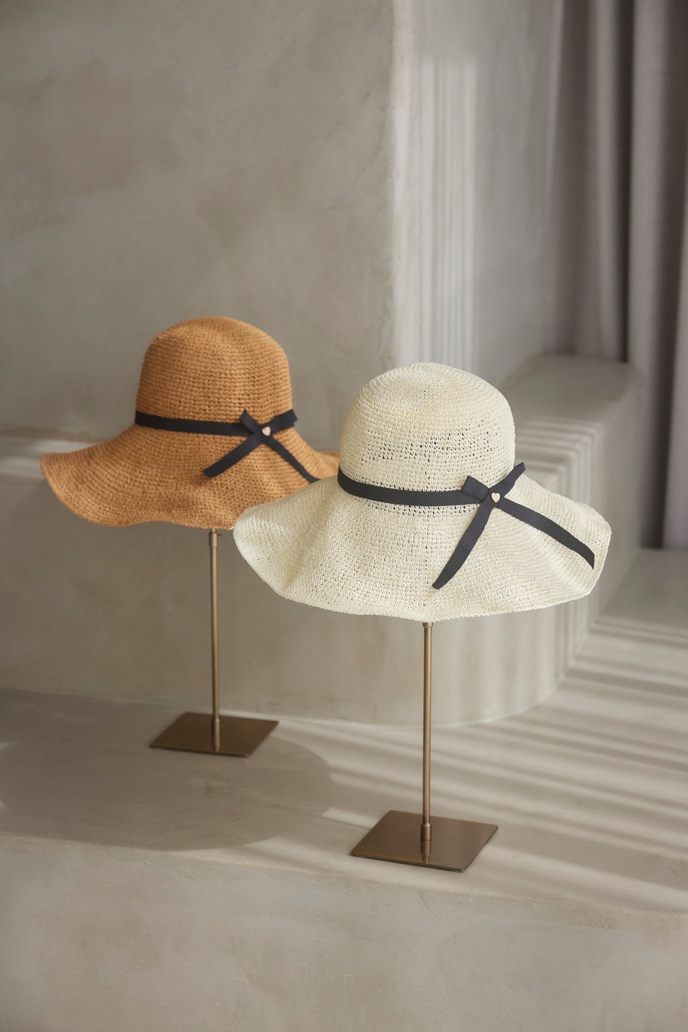 Narrow Ribbon Wide Brim paper Hat - MISTREASS