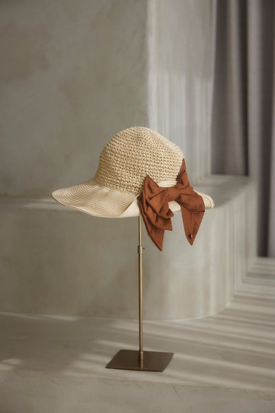 Ribbon Wide Brim Paper Hat