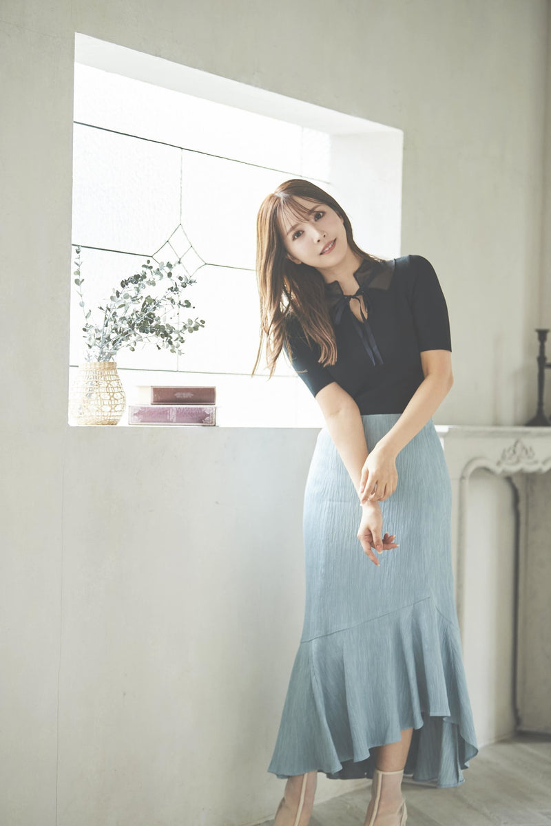 See-Through Neck Knit Top