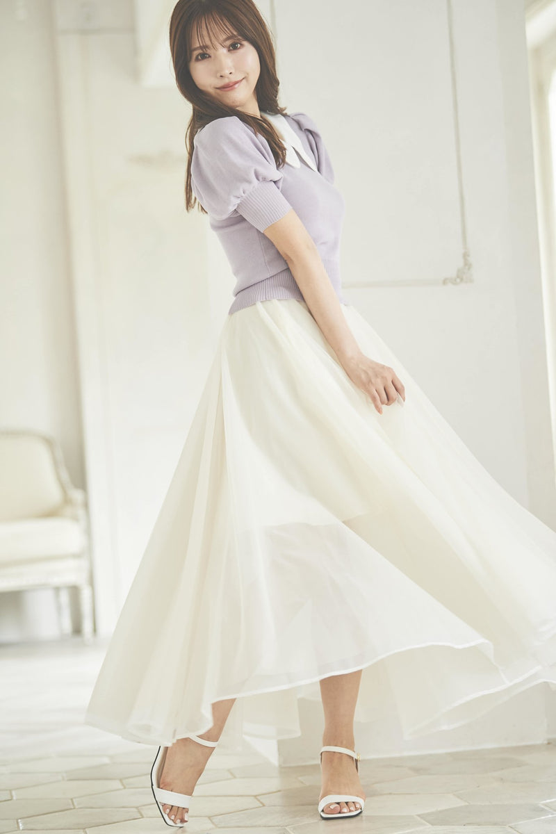 Scalloped Collar Knit Top