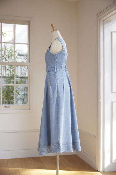 Sleeveless Denim Stitch Dress