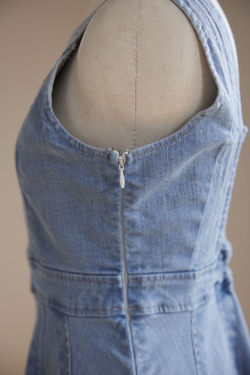 Sleeveless Denim Stitch Dress